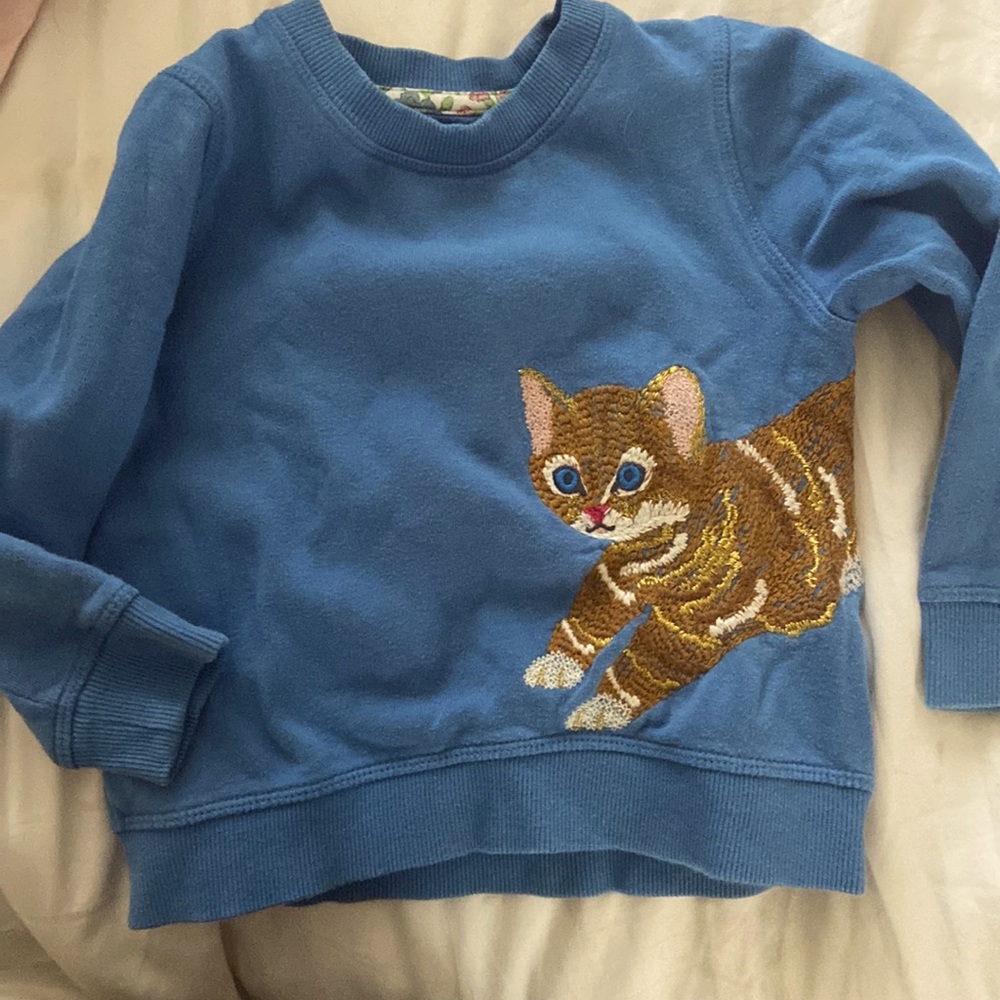 Mini Boden cat peek a boo sweatshirt 3T/4T girls
